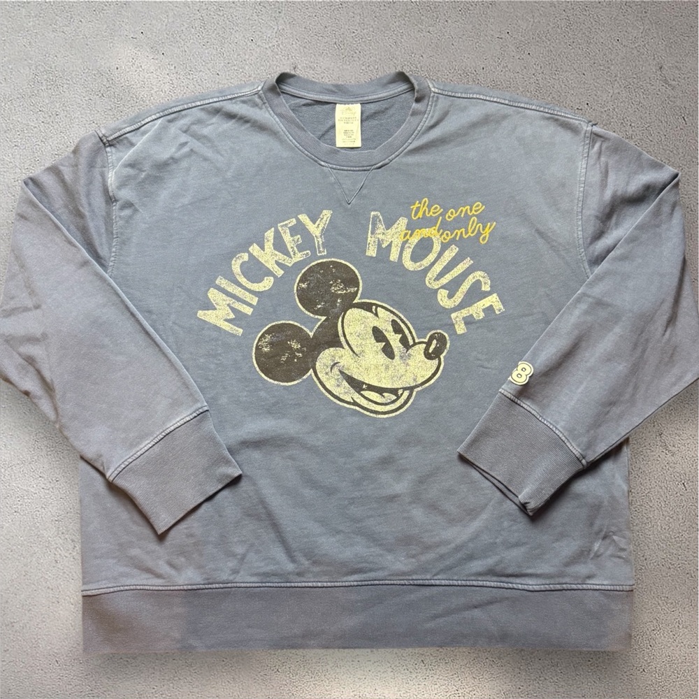 Disney Mickey Mouse The One and Only‎ Blue Graphic Sweatshirt XL Distressed 28